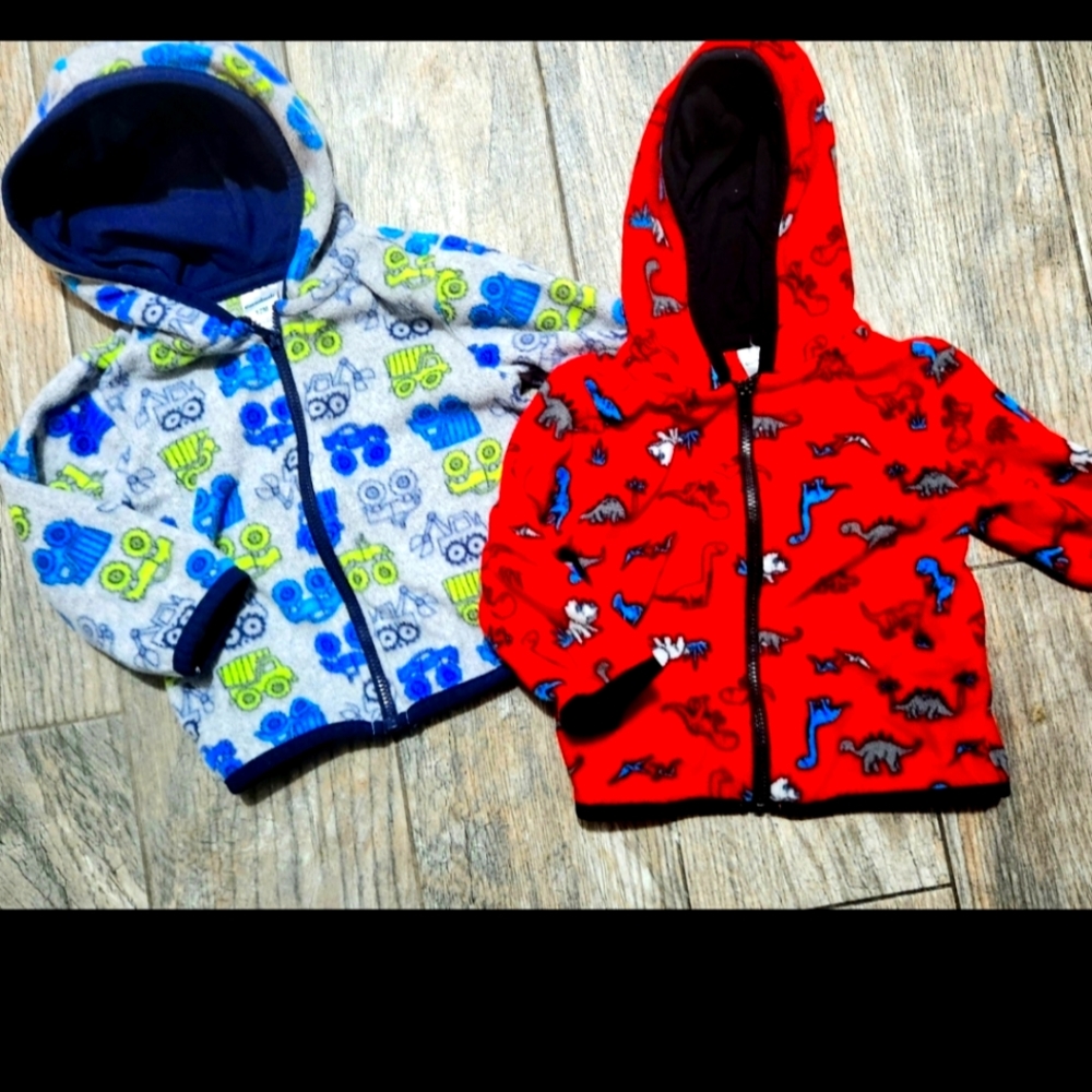 2 Lightweight Fleece , Washed not Worn full zip Jackets 9 to 12m